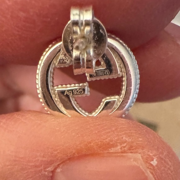 Authentic GUCCI Silver Interlocking-G Stud Earrings - Picture 7 of 11